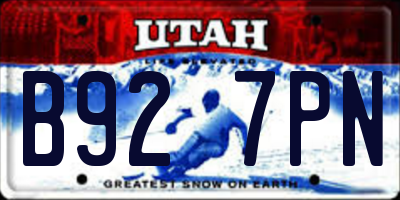 UT license plate B927PN