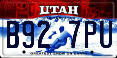 UT license plate B927PU
