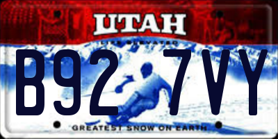 UT license plate B927VY