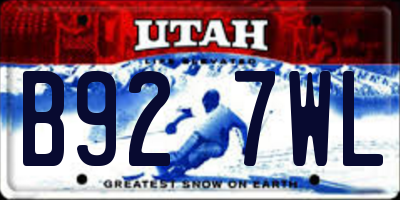 UT license plate B927WL