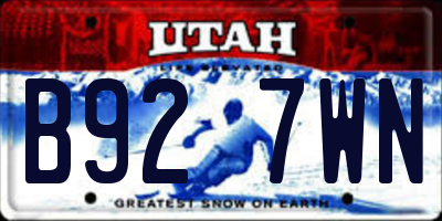 UT license plate B927WN