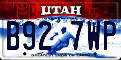 UT license plate B927WP