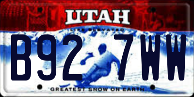 UT license plate B927WW