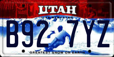 UT license plate B927YZ