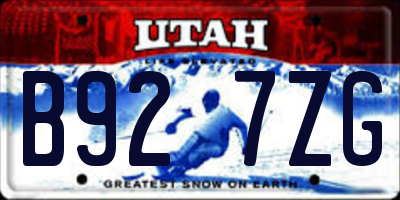 UT license plate B927ZG