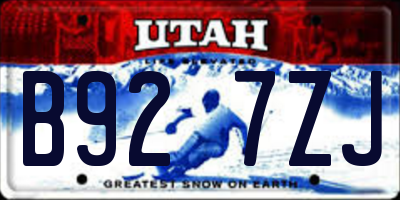 UT license plate B927ZJ