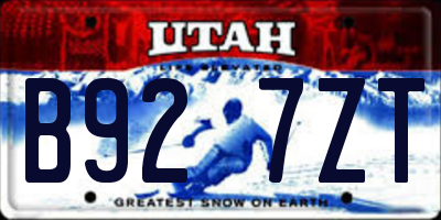 UT license plate B927ZT