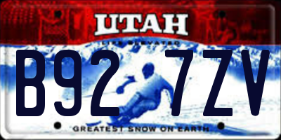 UT license plate B927ZV