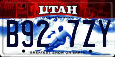 UT license plate B927ZY