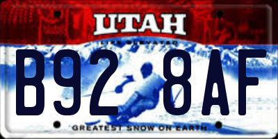UT license plate B928AF