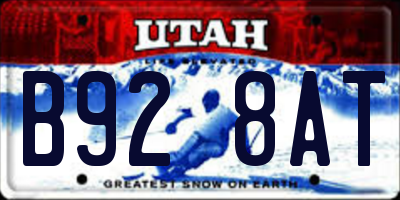 UT license plate B928AT