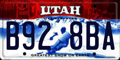 UT license plate B928BA