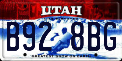 UT license plate B928BG