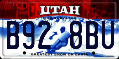 UT license plate B928BU