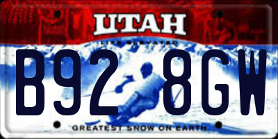 UT license plate B928GW