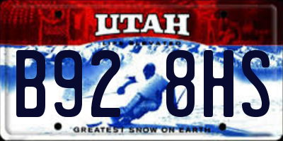 UT license plate B928HS