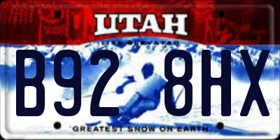 UT license plate B928HX
