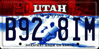 UT license plate B928IM