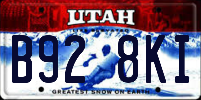UT license plate B928KI