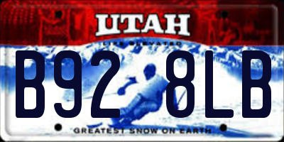 UT license plate B928LB