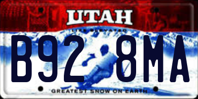 UT license plate B928MA