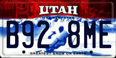 UT license plate B928ME