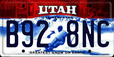 UT license plate B928NC