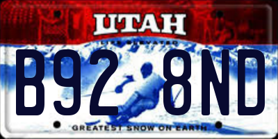 UT license plate B928ND