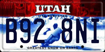 UT license plate B928NI