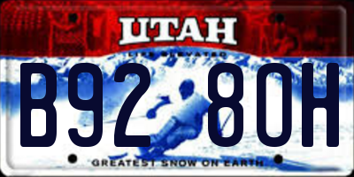 UT license plate B928OH