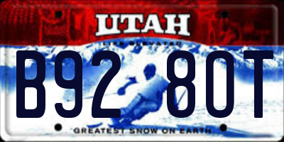 UT license plate B928OT