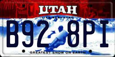 UT license plate B928PI