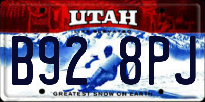 UT license plate B928PJ