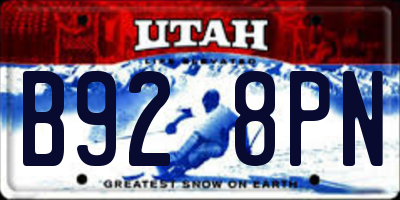 UT license plate B928PN