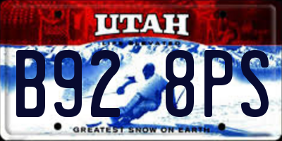 UT license plate B928PS