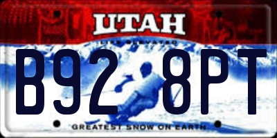 UT license plate B928PT