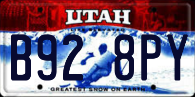 UT license plate B928PY