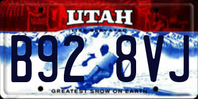 UT license plate B928VJ