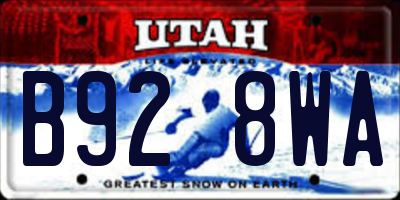 UT license plate B928WA