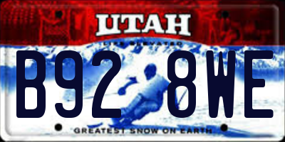 UT license plate B928WE