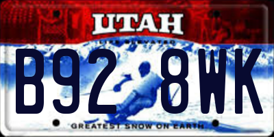 UT license plate B928WK