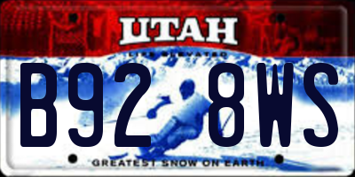 UT license plate B928WS