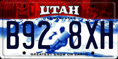 UT license plate B928XH