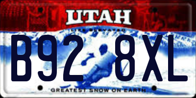 UT license plate B928XL