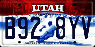 UT license plate B928YV