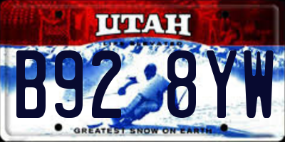 UT license plate B928YW