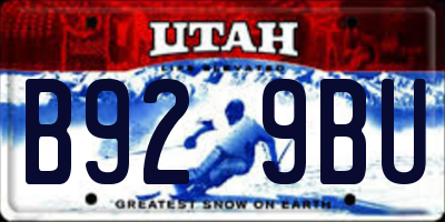 UT license plate B929BU