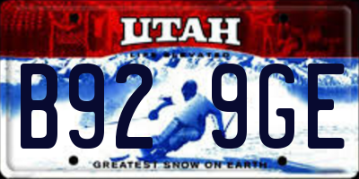 UT license plate B929GE