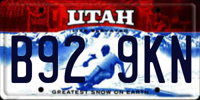 UT license plate B929KN