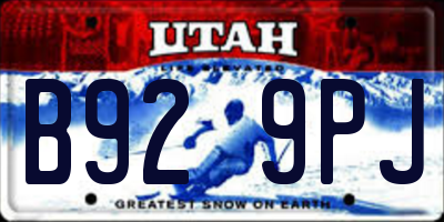 UT license plate B929PJ